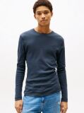 Black Long Sleeved Ribbed Organic Cotton T-Shirt.  Men