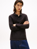 Black Slim Placket Long Sleeve Polo  Men