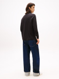 Black Slim Placket Long Sleeve Polo  Men