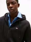 Μαύρο Hoody Με Φερμουάρ Και Κανονική Γραμμή  Άνδρες