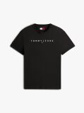Μαύρο T-Shirt Σε Κανονική Γραμμή Με Κεντητό Λογότυπο  Άνδρες