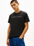 Μαύρο T-Shirt Σε Κανονική Γραμμή Με Κεντητό Λογότυπο  Άνδρες