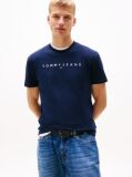 Μπλε T-Shirt Σε Κανονική Γραμμή Με Κεντητό Λογότυπο  Άνδρες