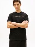 Μαύρο T-Shirt Σε Κανονική Γραμμή Με Κεντητό Λογότυπο  Άνδρες