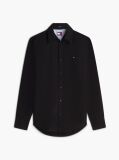 Black Regular Fit Flag Embroidery Poplin Shirt  Men