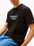 Μαύρο Κοντομάνικο T-Shirt Σε Κανονική Γραμμή Με Tonal Λογότυπο  Άνδρες