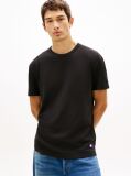 Μαύρο Slim T-Shirt Με Waffle Πλέξη Και Λογότυπο  Άνδρες