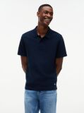 Blue Regular Fit Washed Waffle Knit Polo Shirt  Men
