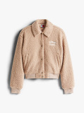 Μπεζ Varsity Teddy Bomber Τζάκετ με Λογότυπο  Γυναίκες