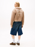Μπεζ Varsity Teddy Bomber Τζάκετ με Λογότυπο  Γυναίκες