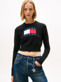 Μαύρο Πουλόβερ Σε Slim Γραμμή Με Σημαία Tommy  Γυναίκες