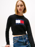 Μαύρο Πουλόβερ Σε Slim Γραμμή Με Σημαία Tommy  Γυναίκες