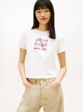 Μπεζ Κοντομάνικο T-Shirt Σε Κανονική Γραμμή Με Λογότυπο  Γυναίκες