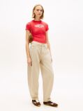 Red Wavy Flag Ribbed Slim T-Shirt  Women