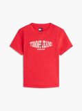 Red Wavy Flag Ribbed Slim T-Shirt  Women