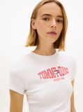 White Wavy Flag Ribbed Slim T-Shirt  Women