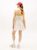 Beige Extra Slim Linen Blend Mini Skater Dress  Women