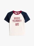 Άσπρο Slim T-Shirt Με Λογότυπο & Μανίκια Ρεγκλάν  Γυναίκες