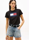 Black Tonal Tommy Flag T-Shirt  Women