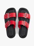 Red Chunky Cleat Double Buckle Sandals  Women