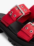Red Chunky Cleat Double Buckle Sandals  Women