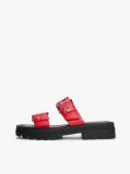 Red Chunky Cleat Double Buckle Sandals  Women