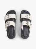 White Chunky Cleat Double Buckle Sandals  Women