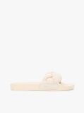 Beige Braided Padded Strap Slides  Women