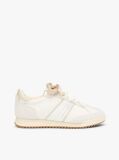 Beige Leather Low Profile Serrated Trainers  Women
