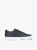 Μαύρο Δερμάτινα Sneakers Με Σόλα Σε Αντίθεση  Άνδρες