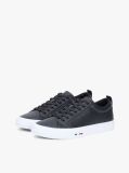 Μαύρο Δερμάτινα Sneakers Με Σόλα Σε Αντίθεση  Άνδρες