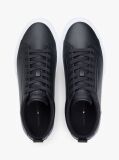 Μαύρο Δερμάτινα Sneakers Με Σόλα Σε Αντίθεση  Άνδρες