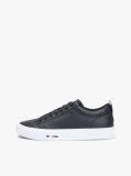 Μαύρο Δερμάτινα Sneakers Με Σόλα Σε Αντίθεση  Άνδρες