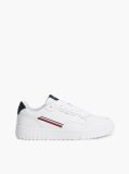 White Global Stripe Basketball Sneakers With Leather  Men