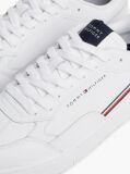 White Global Stripe Basketball Sneakers With Leather  Men