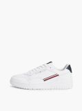 White Global Stripe Basketball Sneakers With Leather  Men