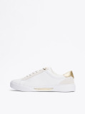 Άσπρο Δερμάτινα Sneakers Με Μεταλιζέ Λεπτομέρεια  Γυναίκες