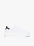 Άσπρο Δερμάτινα Sneakers Με Πλατφόρμα Και Λεοπάρ Λεπτομέρεια  Γυναίκες