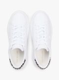 Άσπρο Δερμάτινα Sneakers Με Πλατφόρμα Και Λεοπάρ Λεπτομέρεια  Γυναίκες