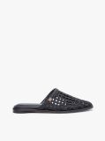 Black Woven Flat Mules  Women