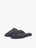 Black Woven Flat Mules  Women