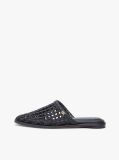Black Woven Flat Mules  Women