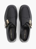 Μαύρο Δερμάτινα Loafers Με Αγκράφα Και Moc Μύτη  Γυναίκες