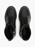 Black Pebble Grain Leather Cleat Lace-Up Boots  Women