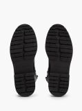 Black Pebble Grain Leather Cleat Lace-Up Boots  Women