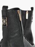 Black Pebble Grain Leather Cleat Lace-Up Boots  Women