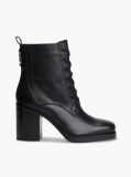 Black Leather Square Toe Lace-Up Boots  Women