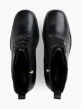 Black Leather Square Toe Lace-Up Boots  Women
