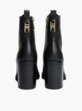 Black Leather Square Toe Lace-Up Boots  Women