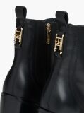 Black Leather Square Toe Lace-Up Boots  Women